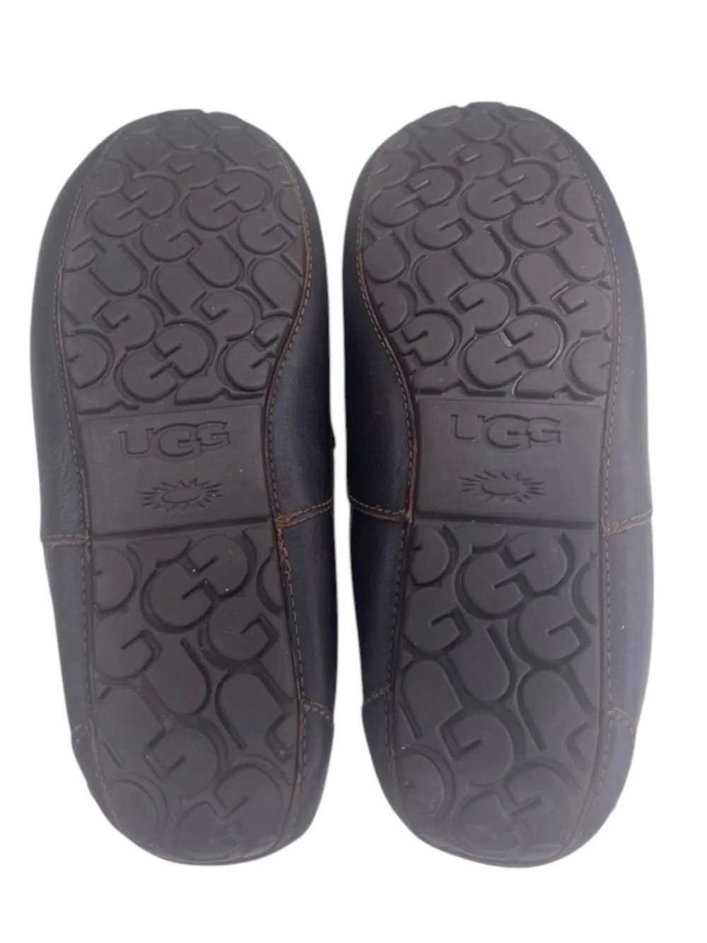 UGG 𖤐 Ascot Fur Lined Leather Moc Slipper Loafer 𖤐 Black Brown 𖤐 12 45 𖤐 Men’s
